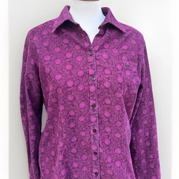 Eddie Bauer Purple Corduroy Button Up M - Picture 2 of 4
